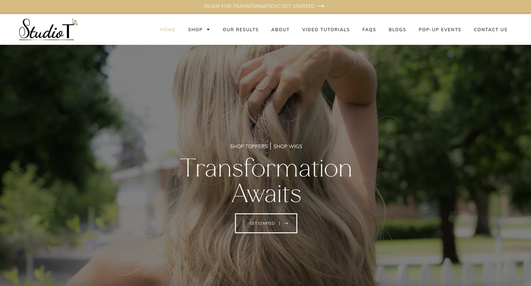 Studio T Salon website, desktop view